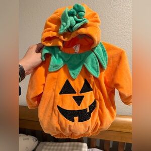 Baby Pumpkin Costume 6M | Plush Halloween Romper